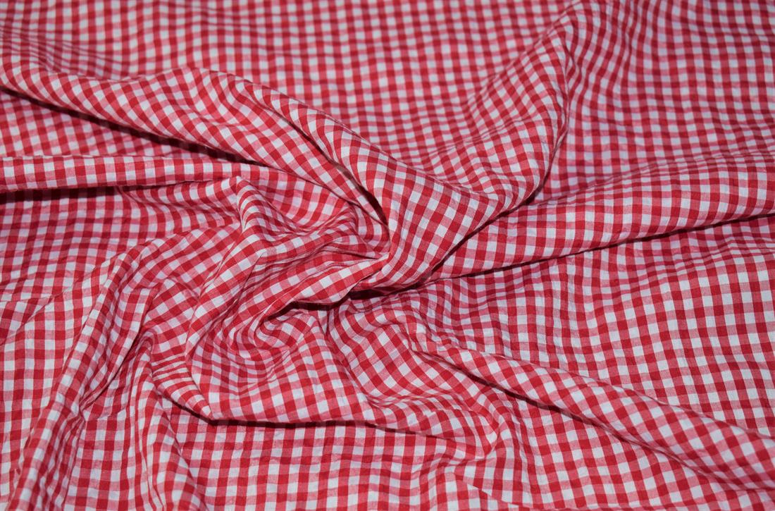 Gingham Print Gauze Fabric