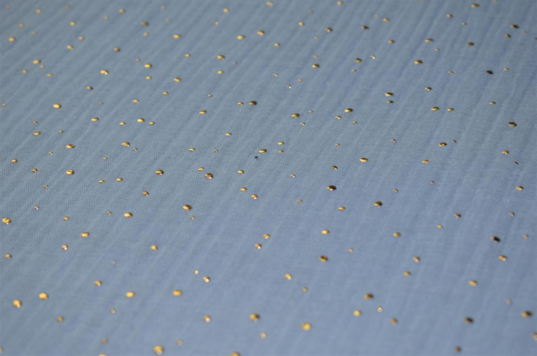 Gold Dots Printed 100% Cotton Gauze Muslin Fabric