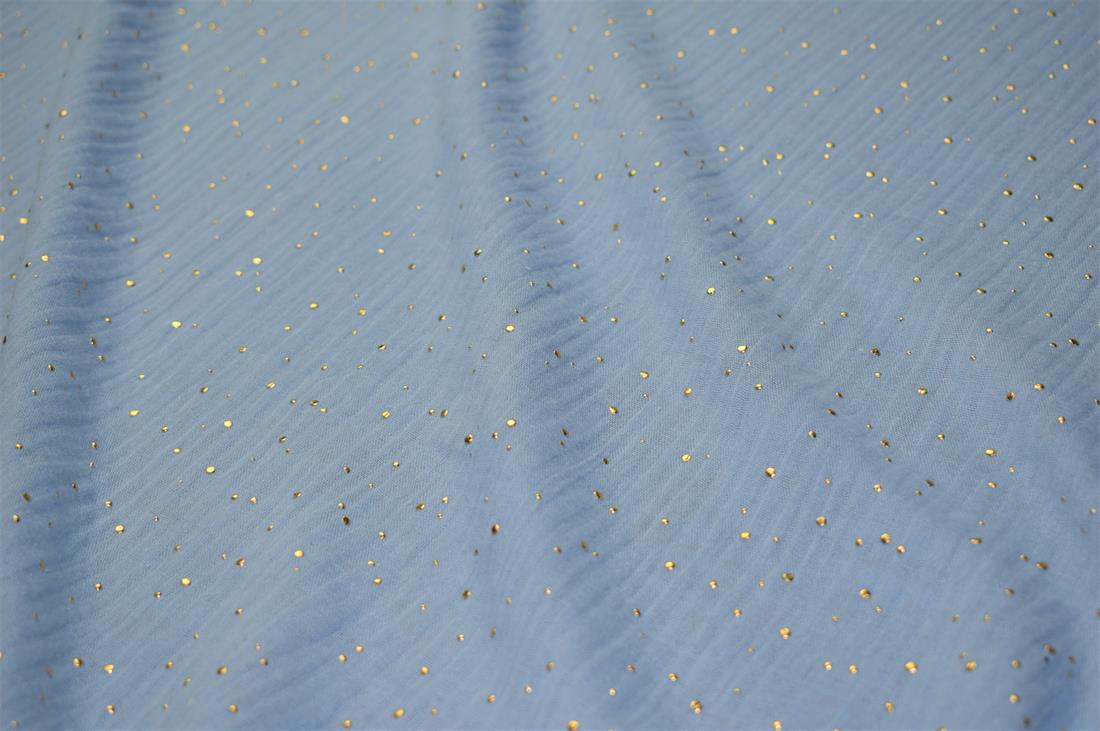 Gold Dots Printed 100% Cotton Gauze Muslin Fabric