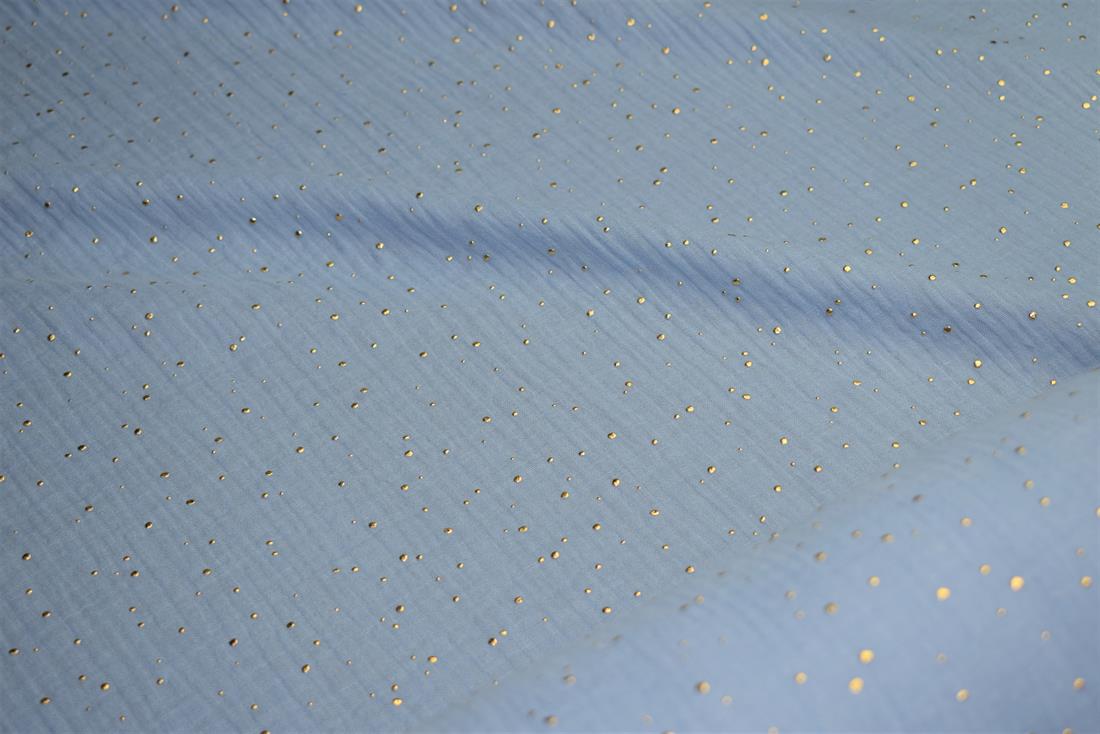 Gold Dots Printed 100% Cotton Gauze Muslin Fabric