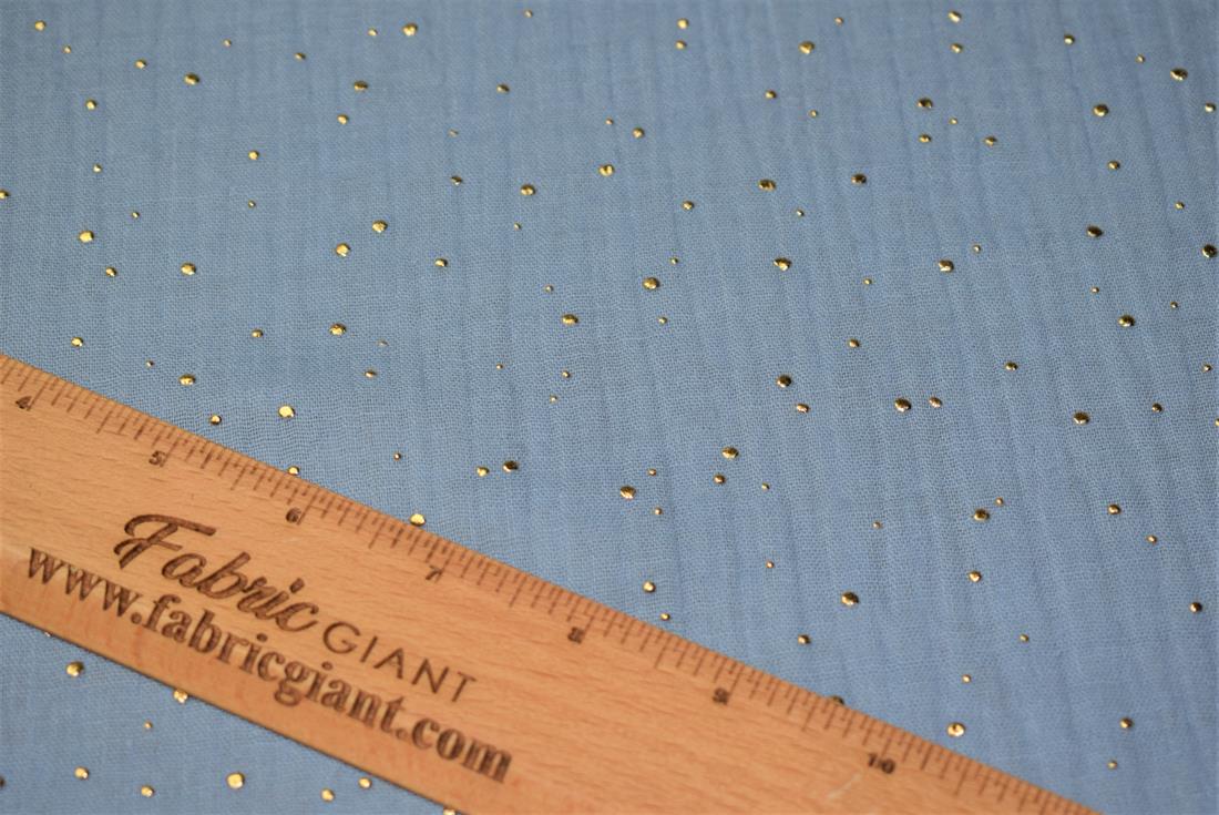 Gold Dots Printed 100% Cotton Gauze Muslin Fabric
