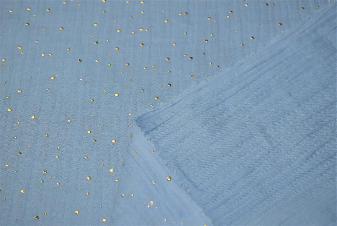 Gold Dots Printed 100% Cotton Gauze Muslin Fabric