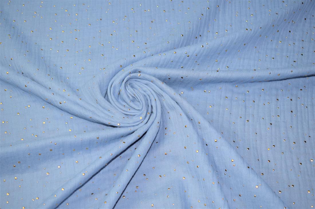 Gold Dots Printed 100% Cotton Gauze Muslin Fabric