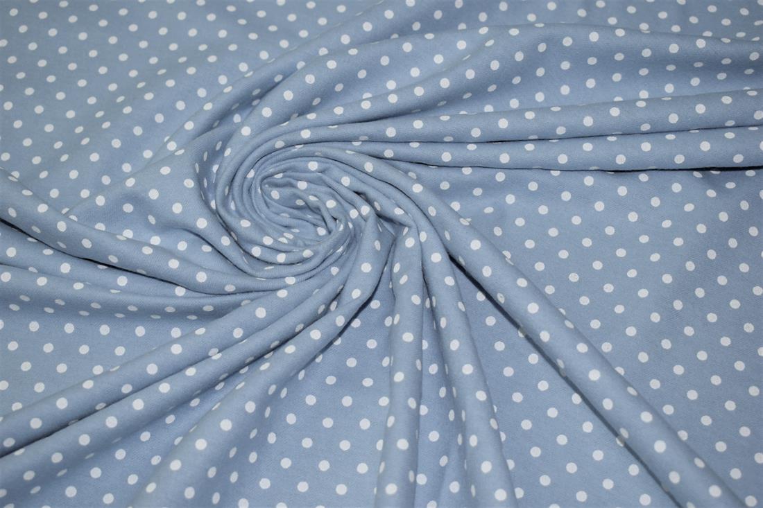 Light Blue Dots Print Gauze Fabric