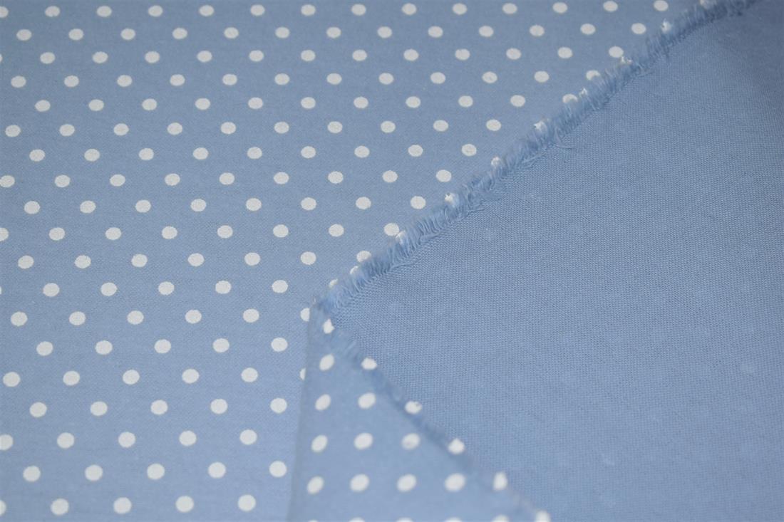 Light Blue Dots Print Gauze Fabric