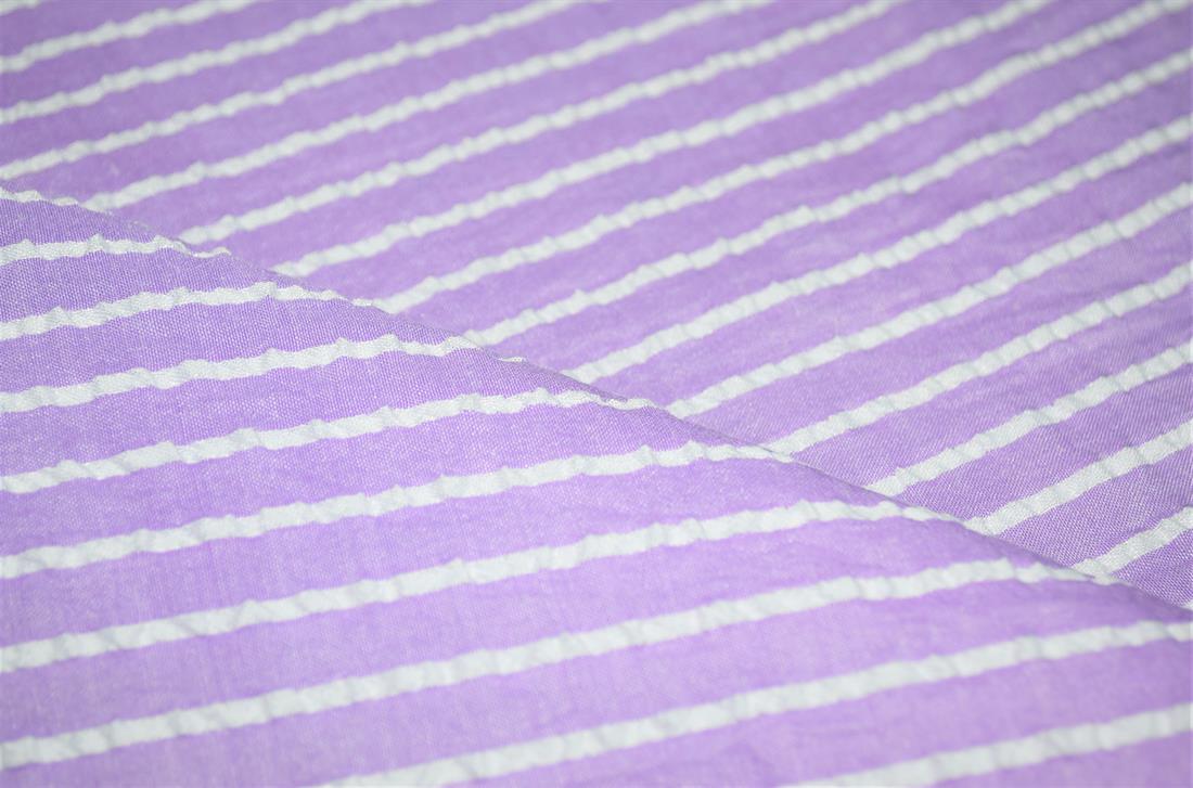 Lilac Strips Printed Design Gauze Fabric