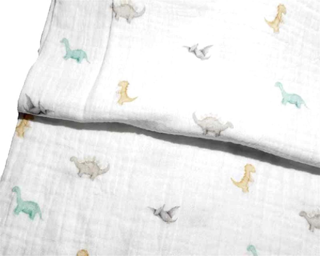 Off White Muslin Printed Gauze Fabric