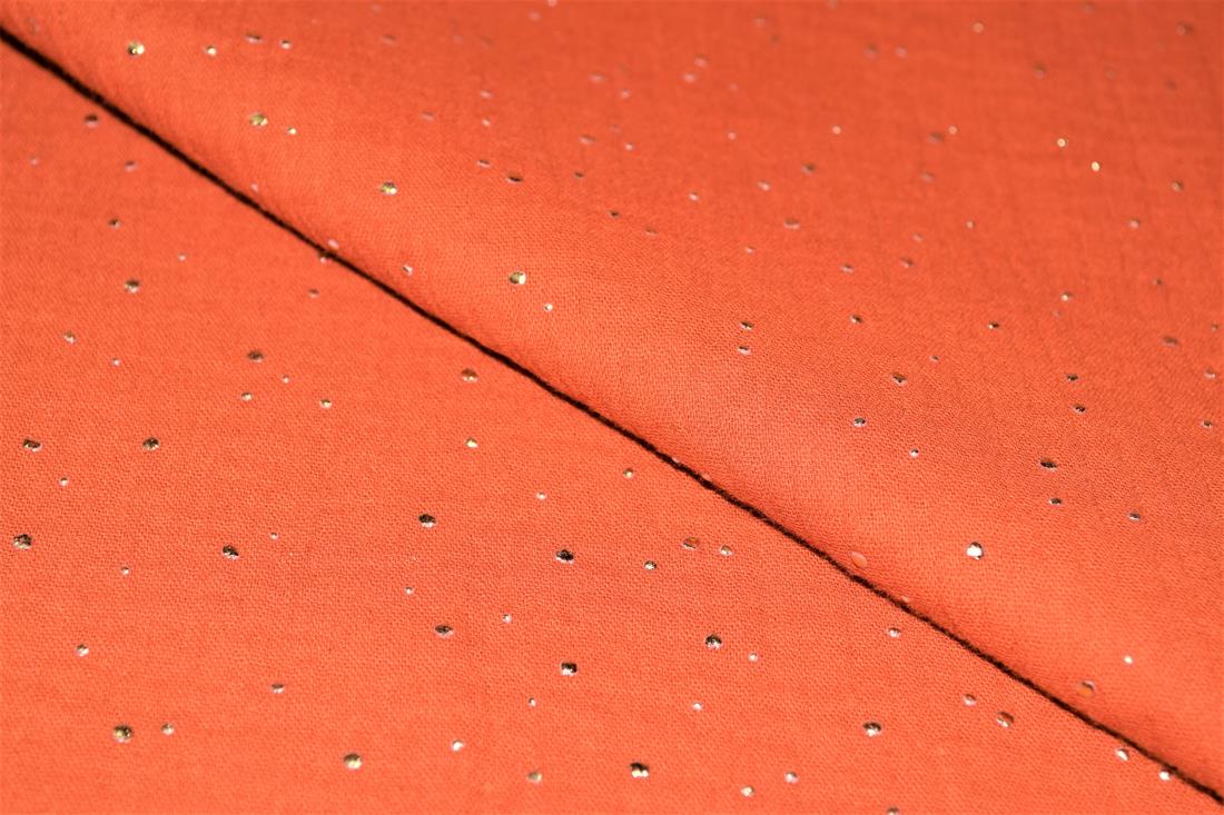 Gold Speckled Double Gauze Printed Fabric