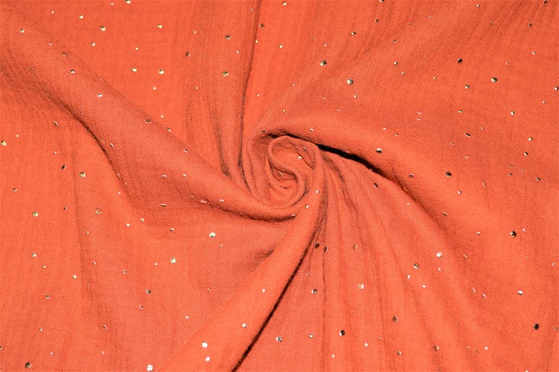 Gold Speckled Double Gauze Printed Fabric