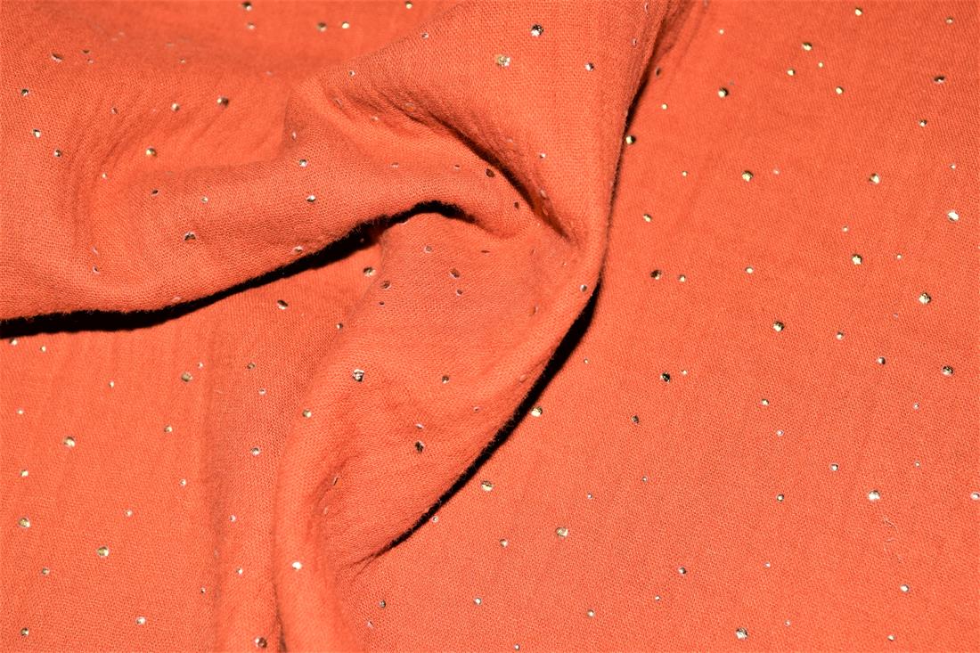 Gold Speckled Double Gauze Printed Fabric