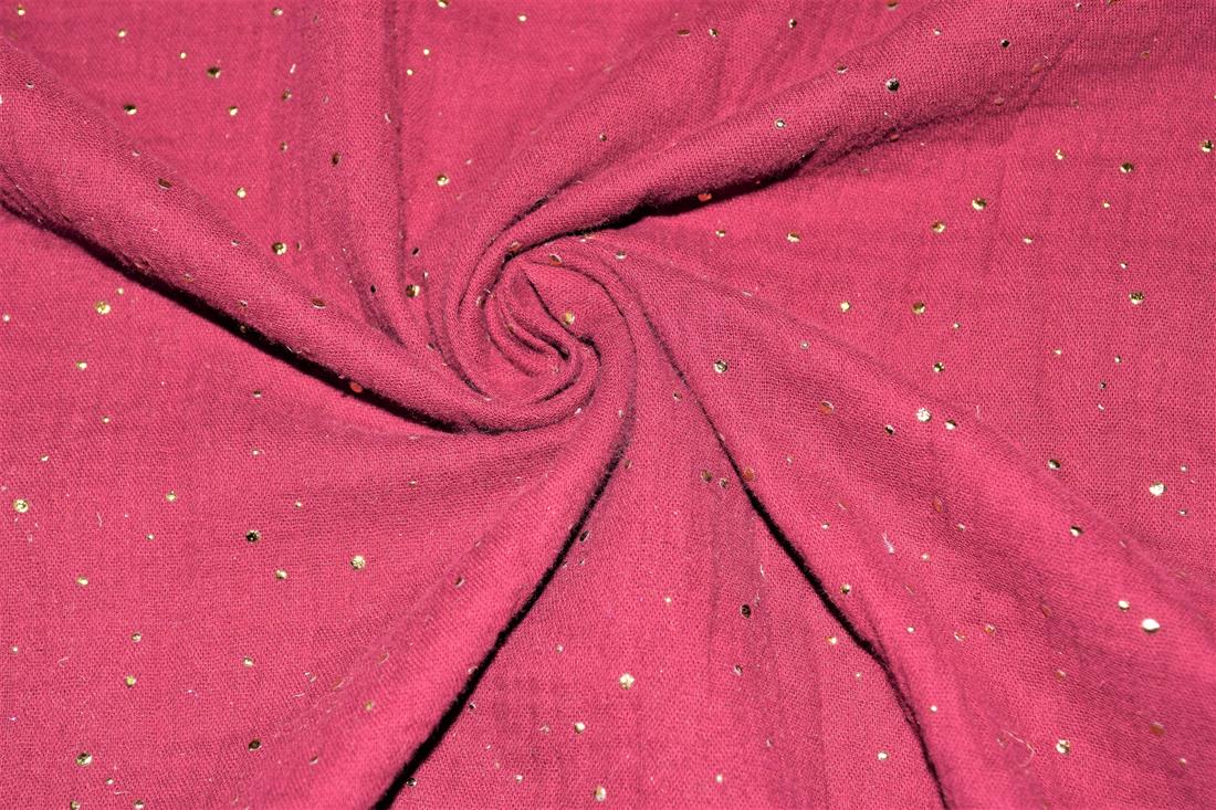 Gold Speckled Double Gauze Printed Fabric