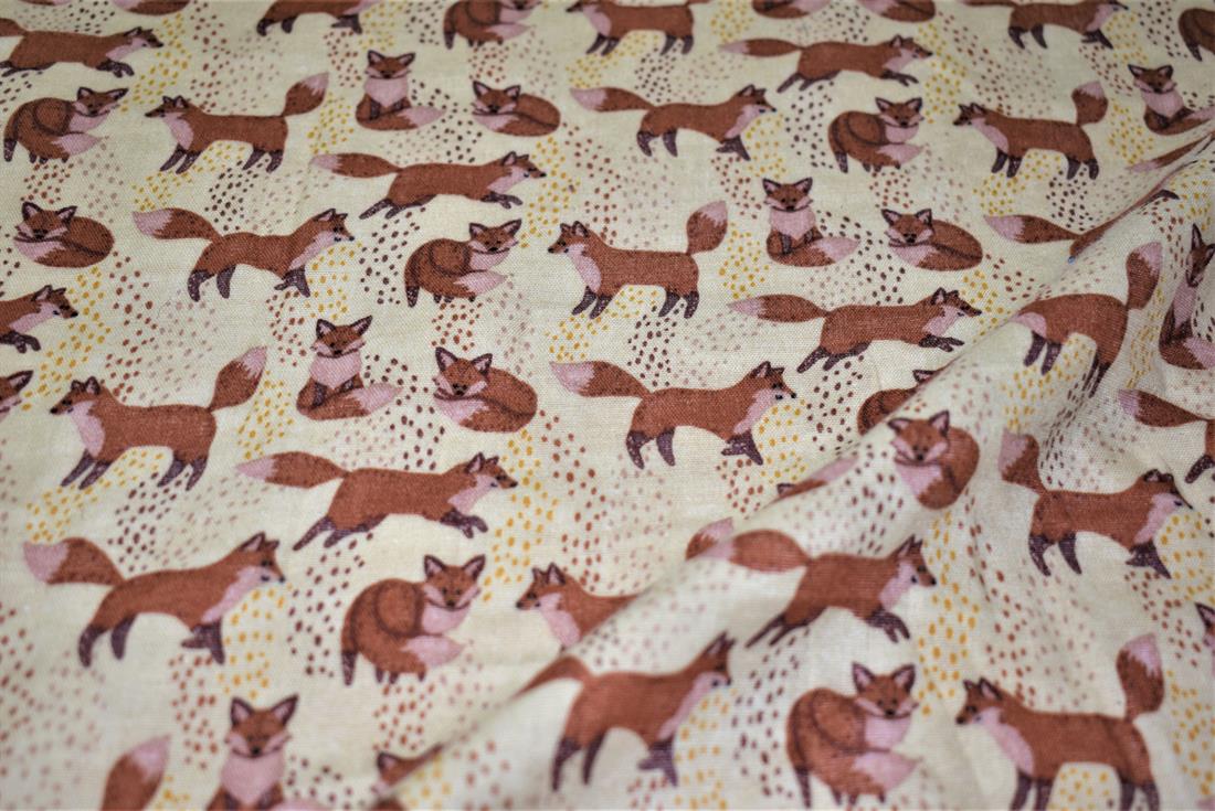 Spotty Foxes Double Gauze Fabric