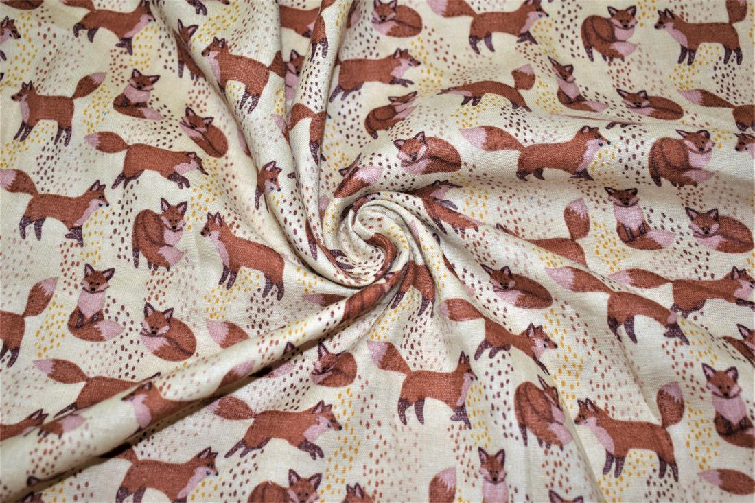 Spotty Foxes Double Gauze Fabric