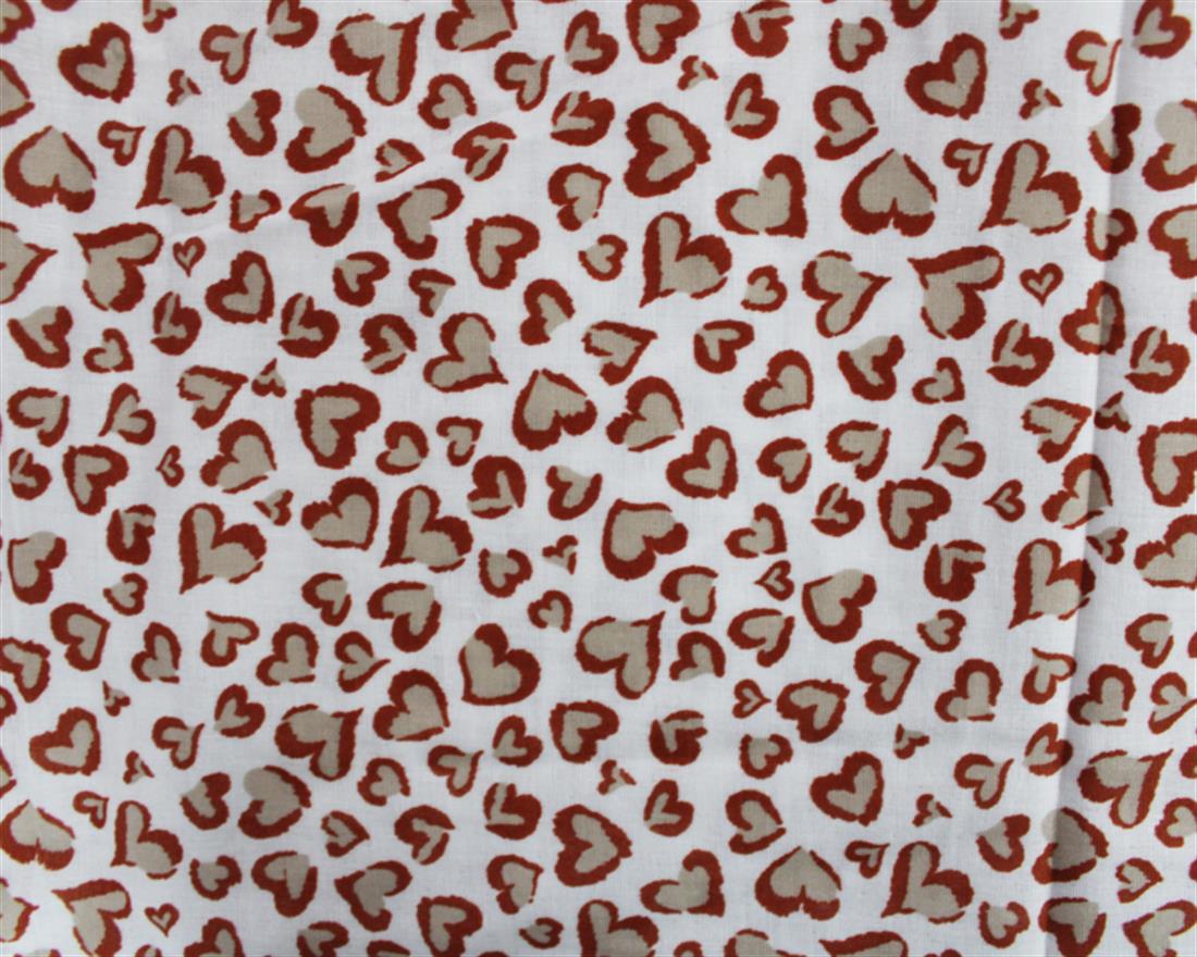 Hearts Flat Printed Gauze Fabric