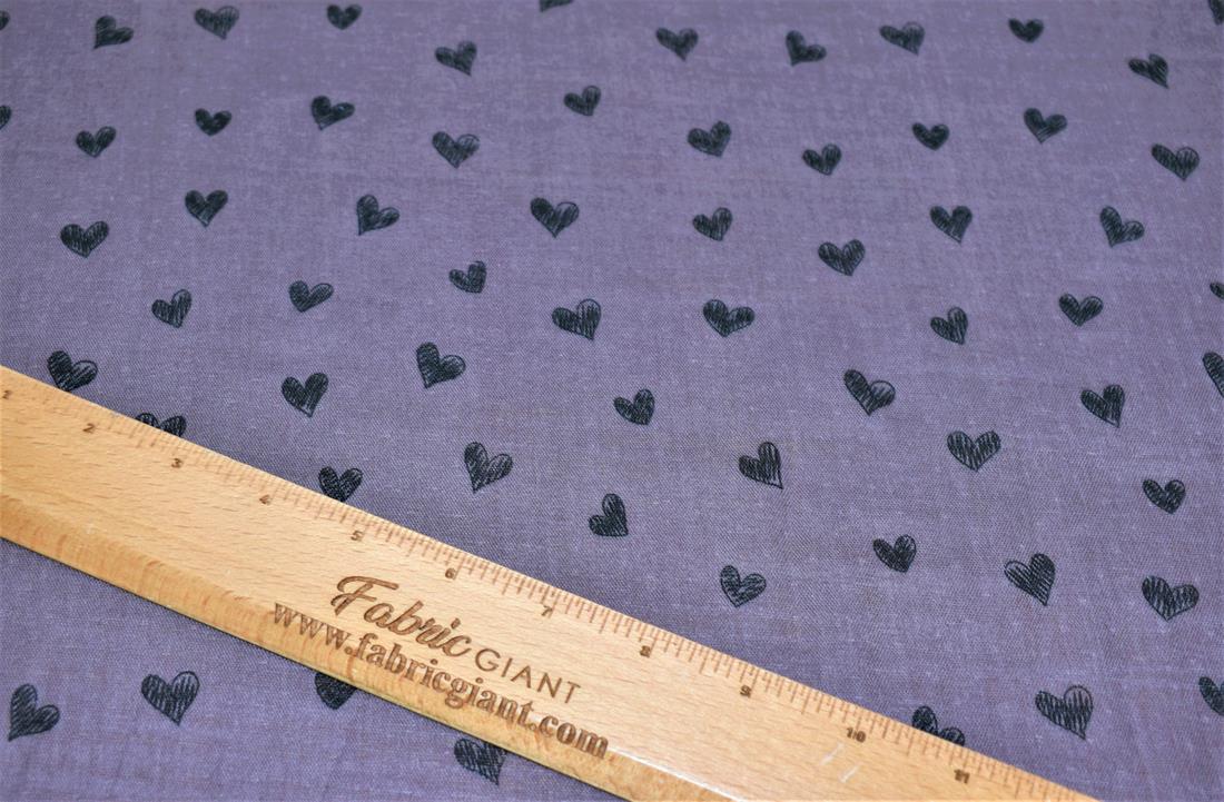 Doodle Hearts Flat Printed Gauze Fabric