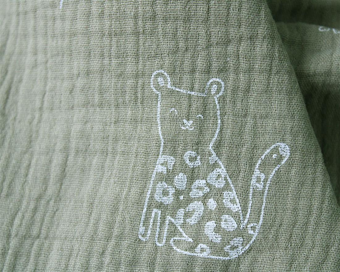 Panther Double Gauze White Outline Child-like Surrounded by Drawn…