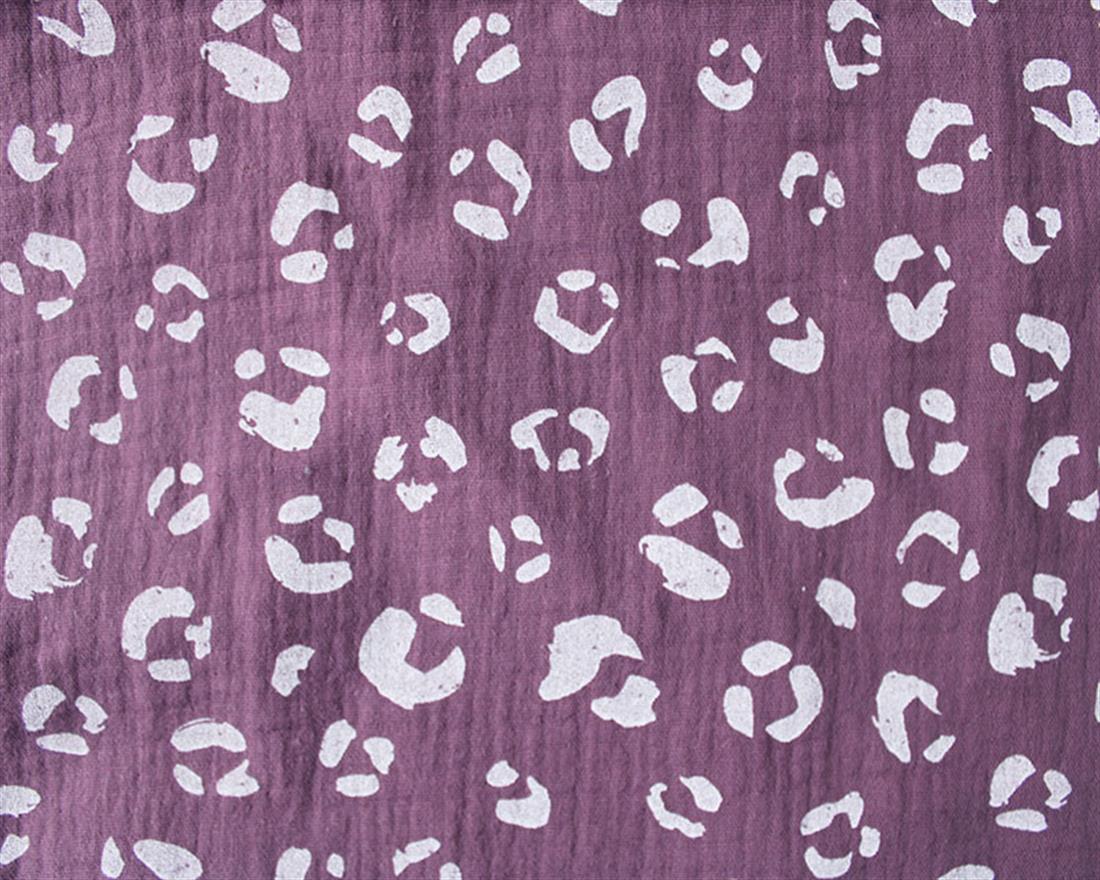 Leopard Double Gauze White Dots on a Beige Printed Fabric