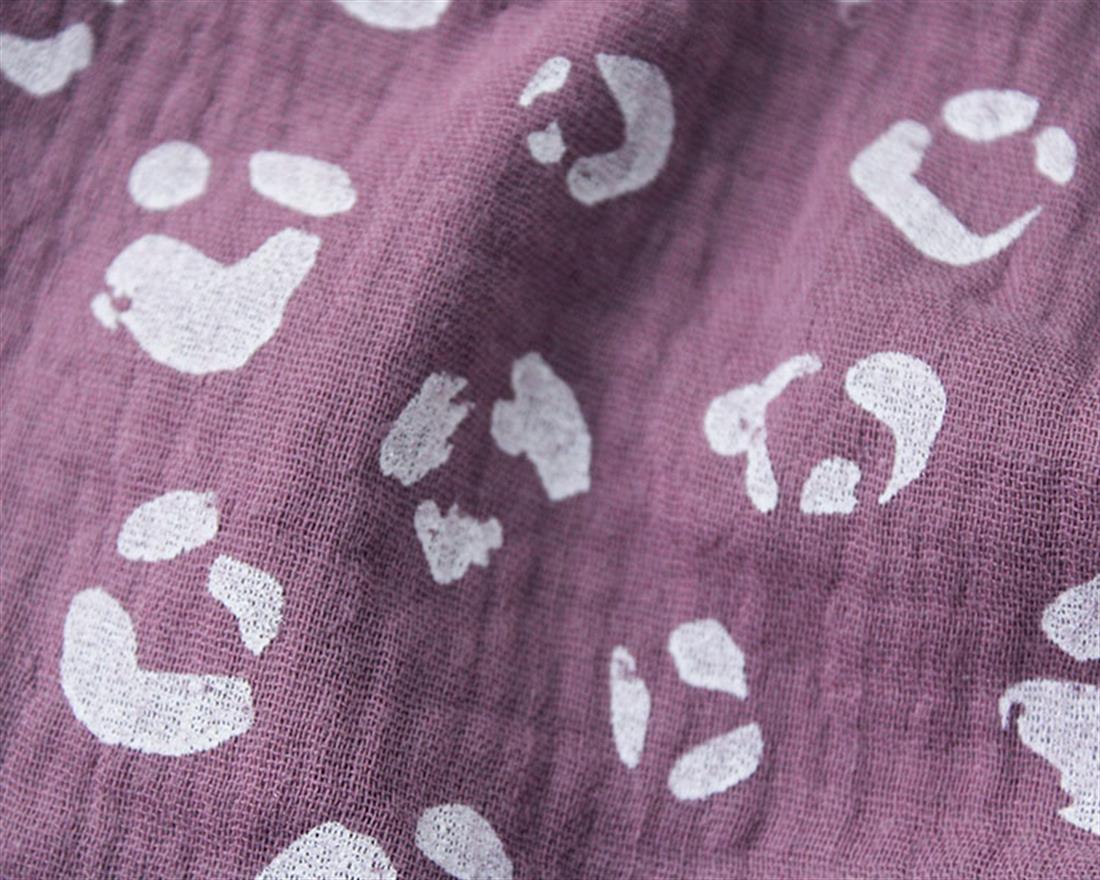 Leopard Double Gauze White Dots on a Beige Printed Fabric