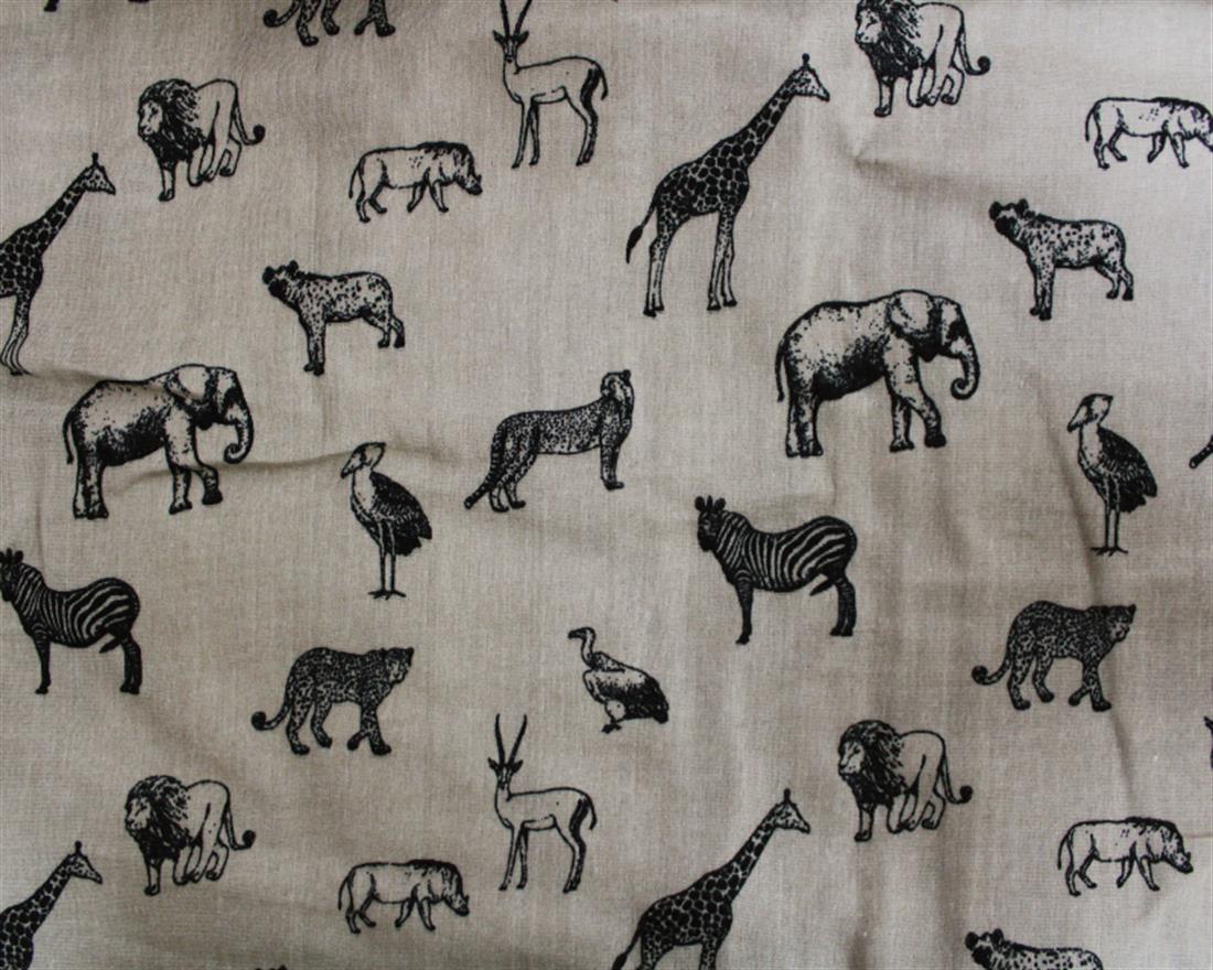 Jungle Animals Flat Double Gauze Printed Fabric