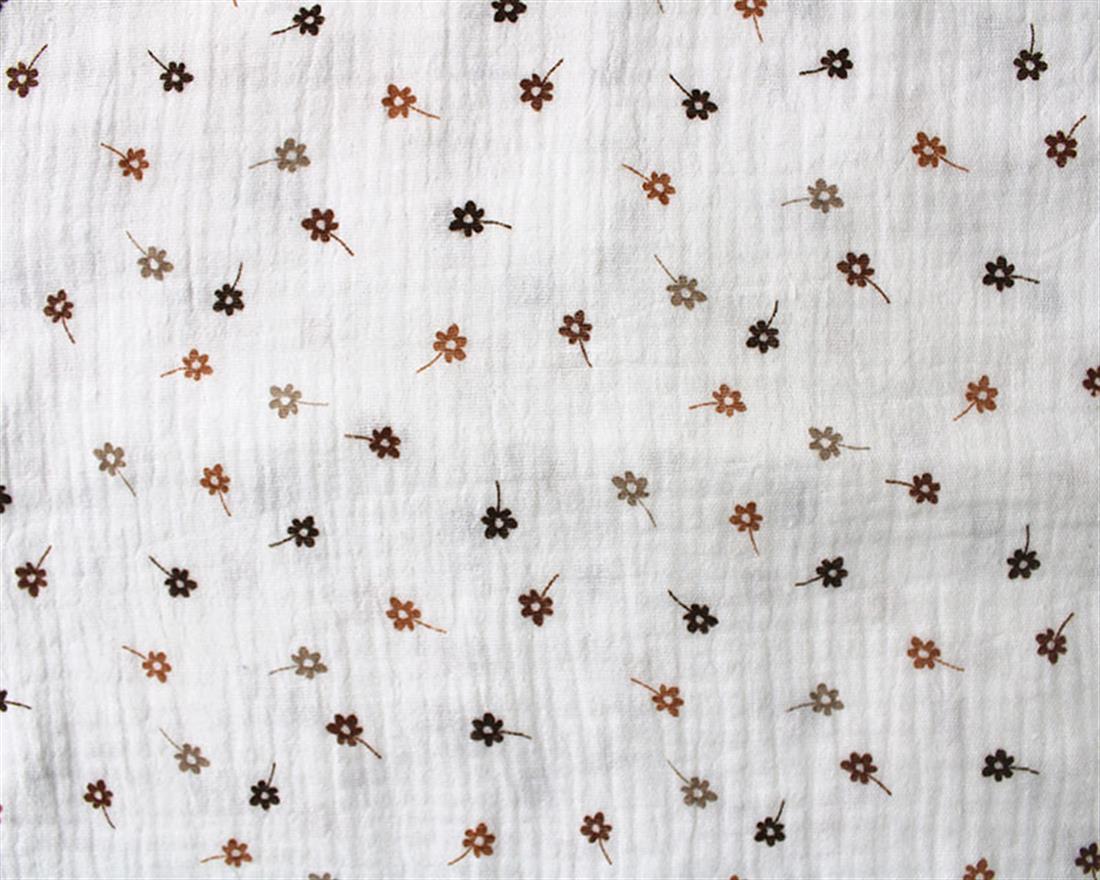 Cream Dispersed Floral Double Gauze Small Floating Flowers in Pastel…