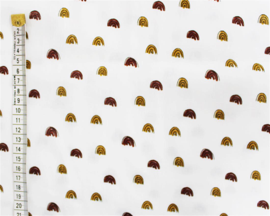 Cream Cute Painted Rainbows Double Gauze Printed Fabric