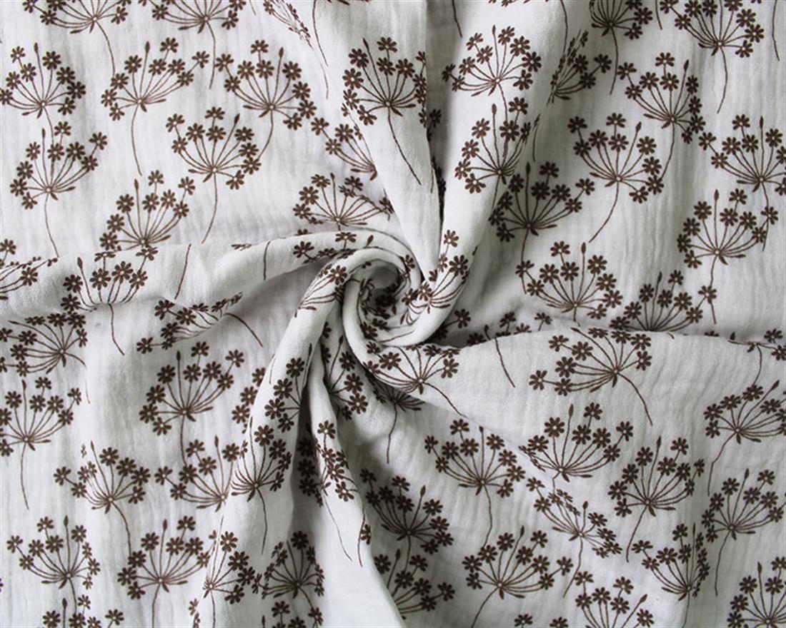 Bouquet Floral Double Gauze Simple Beige of Daises on a Cream