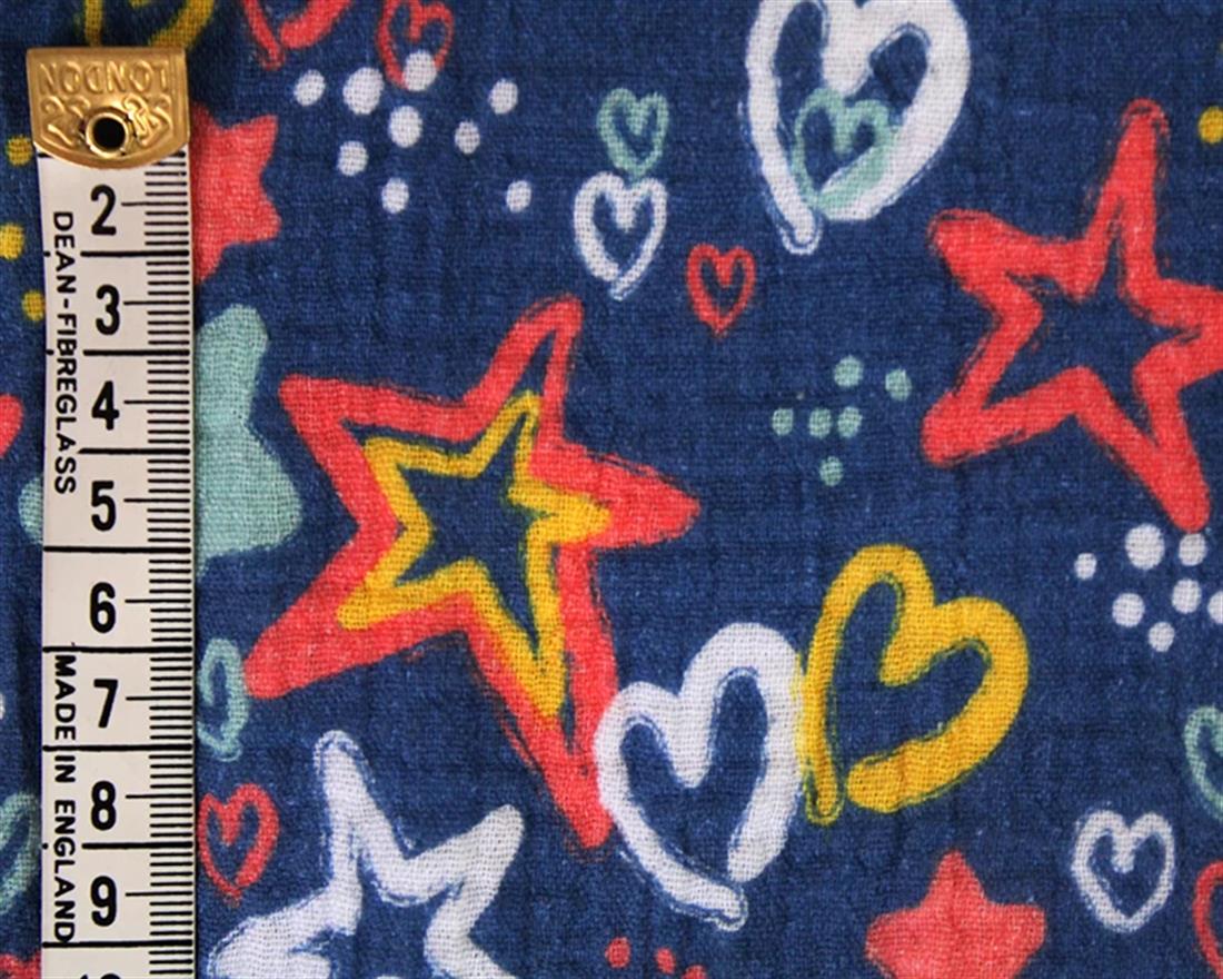 Yale Blue Little Johnny Stars Double Gauze