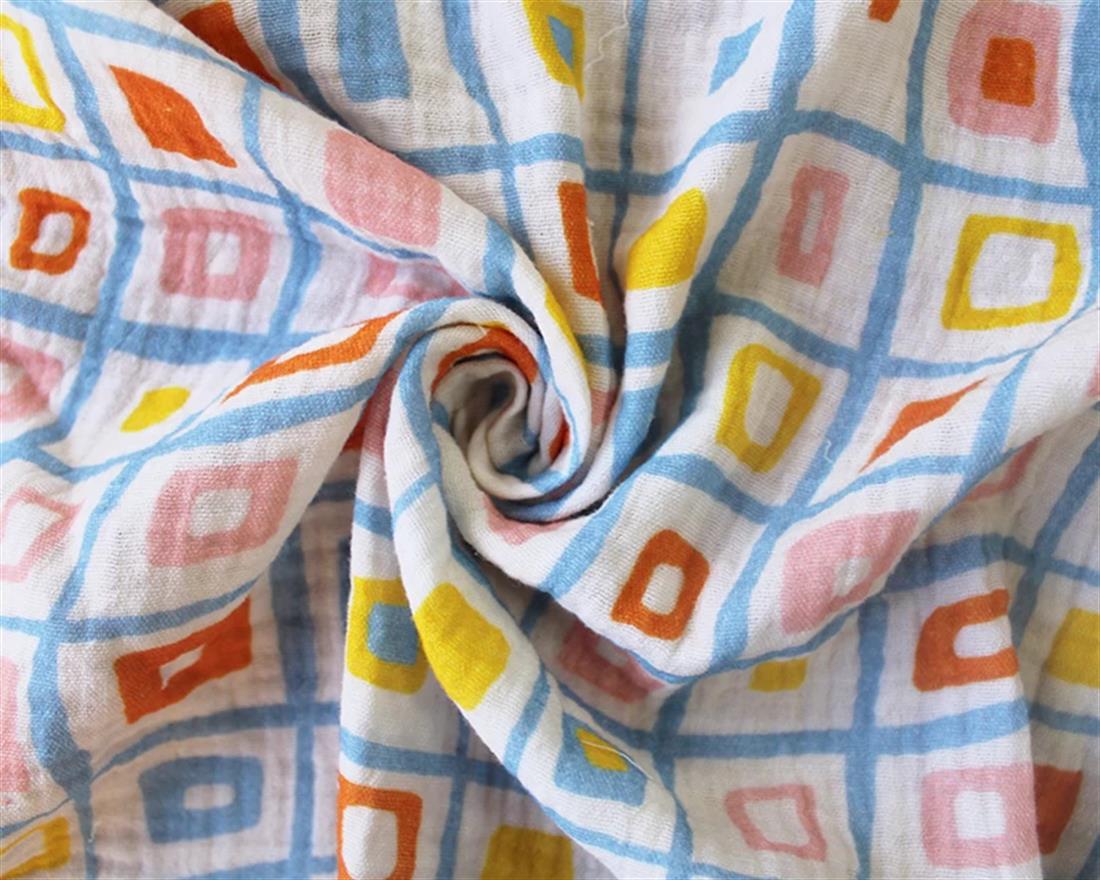 White Little Johnny Pastel Grid Double Gauze Is a Fabric