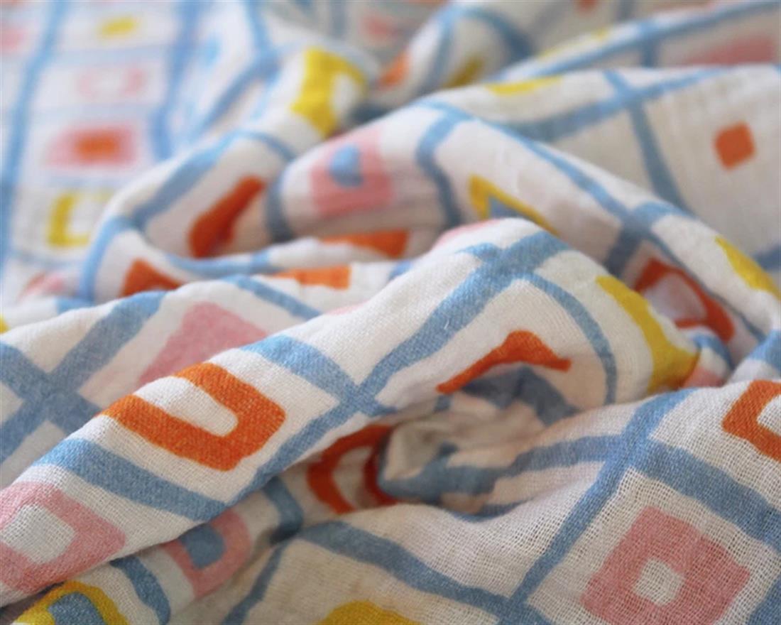 White Little Johnny Pastel Grid Double Gauze Is a Fabric