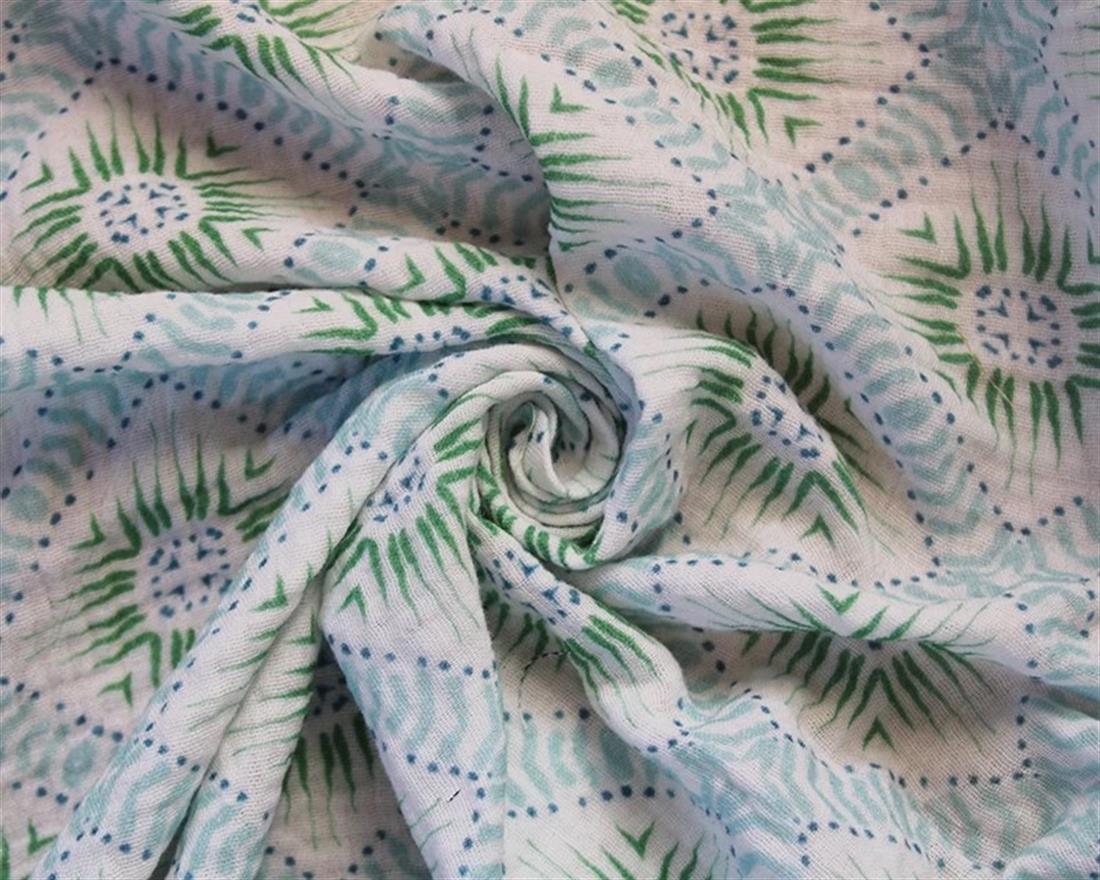 White Little Johnny Aztec Flow Double Gauze Is a Fabric