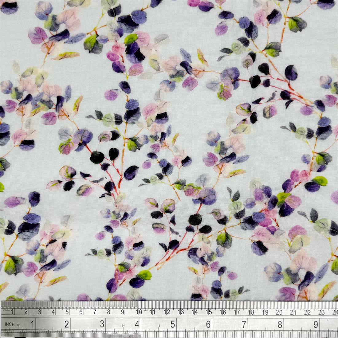 White & Lilac Bordeaux 100% Cotton Double Gauze Fabric