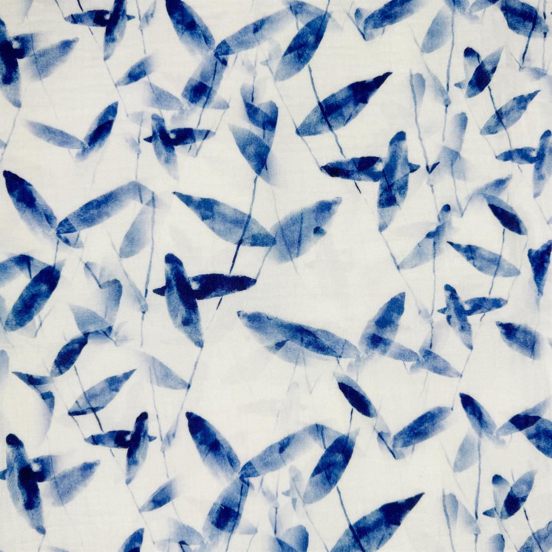 Ivory & Navy Avignon 100% Cotton Double Gauze Fabric