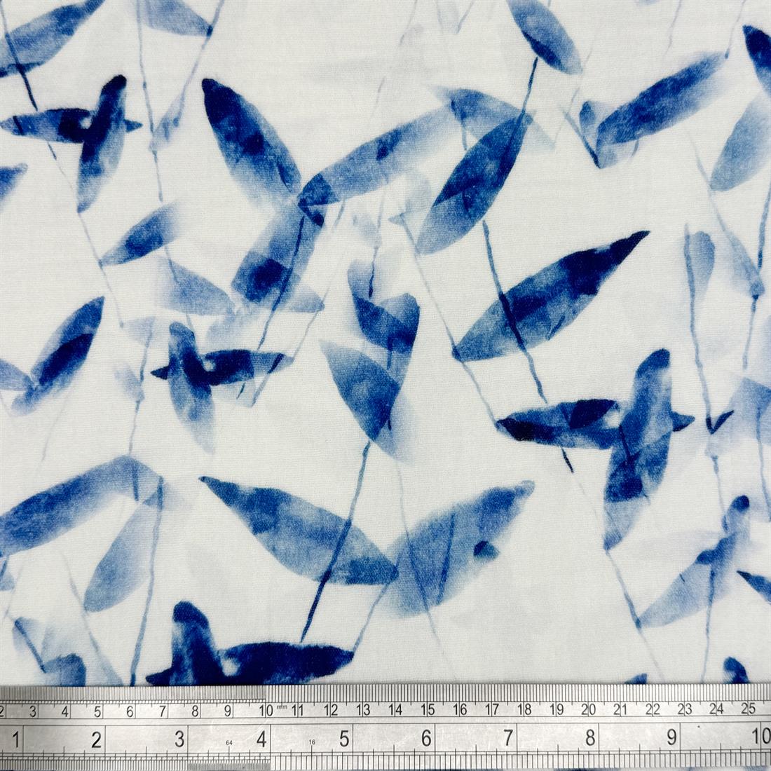 Ivory & Navy Avignon 100% Cotton Double Gauze Fabric