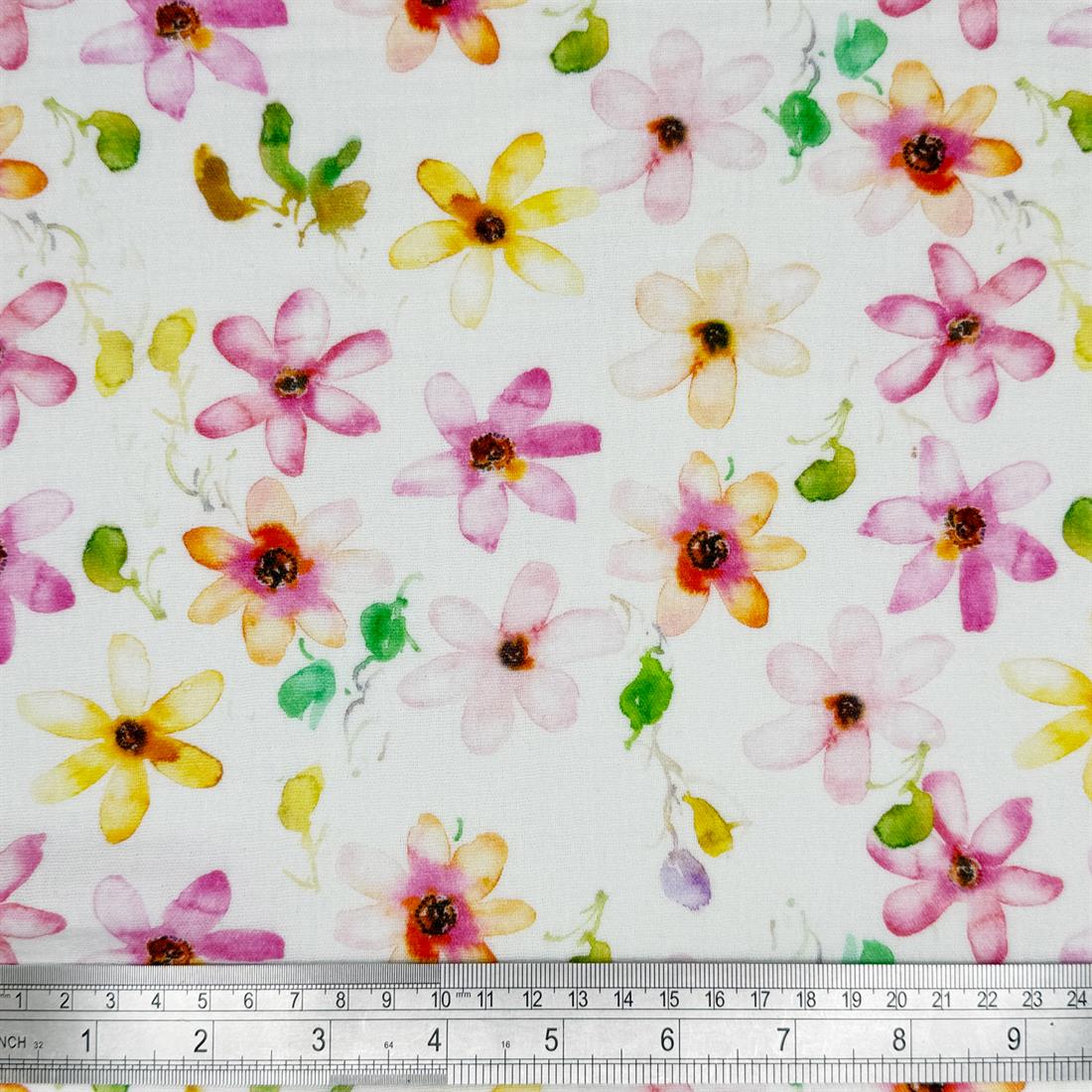 White & Pink Strasbourg 100% Cotton Double Gauze Fabric