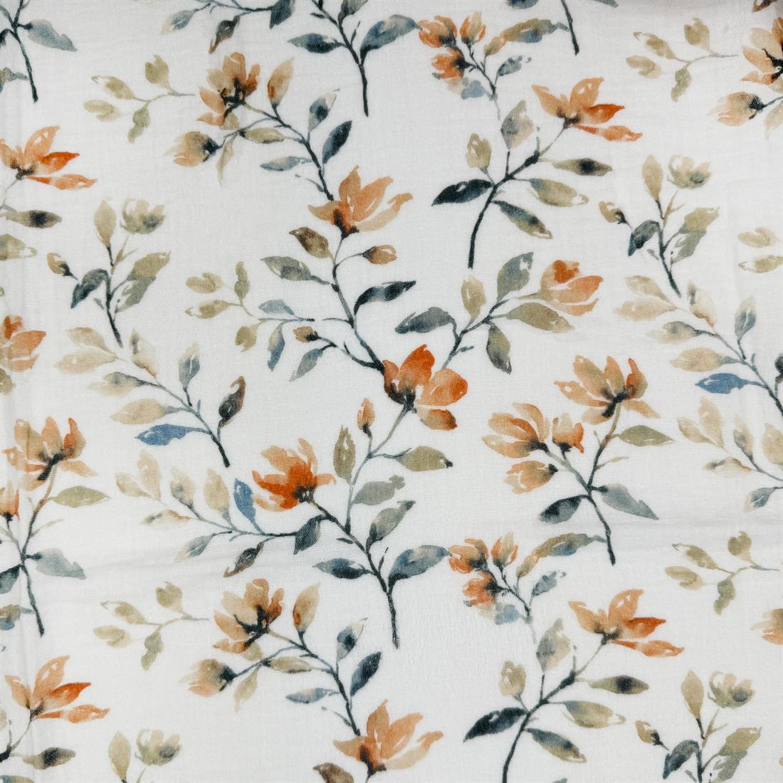 White & Rust Nantes 100% Cotton Double Gauze Fabric