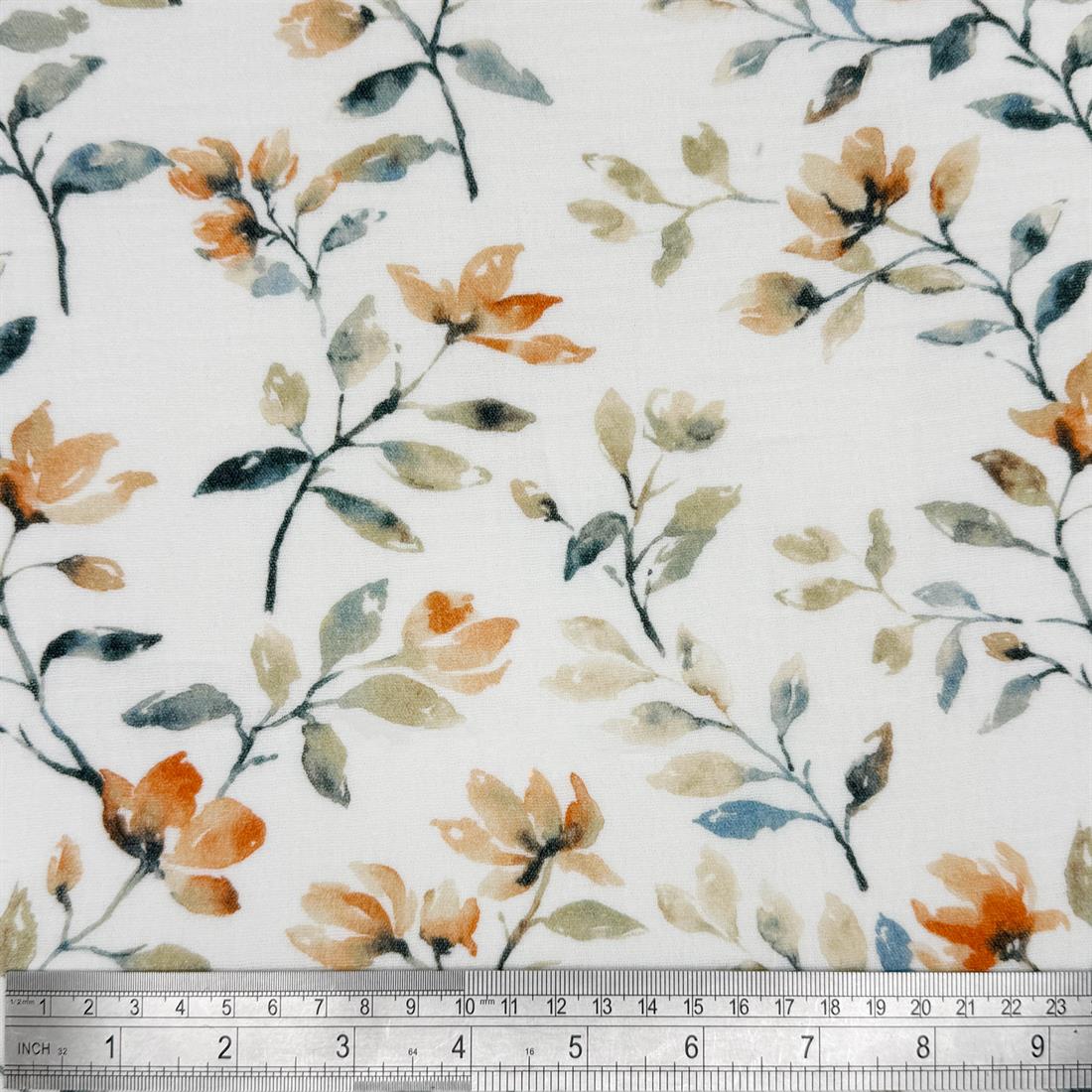 White & Rust Nantes 100% Cotton Double Gauze Fabric