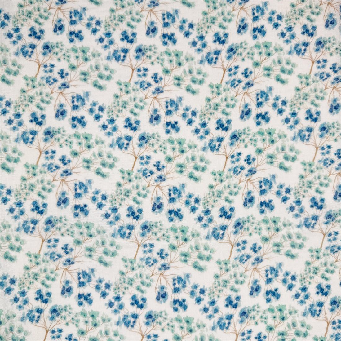 White & Blue Arles 100% Cotton Double Gauze Fabric