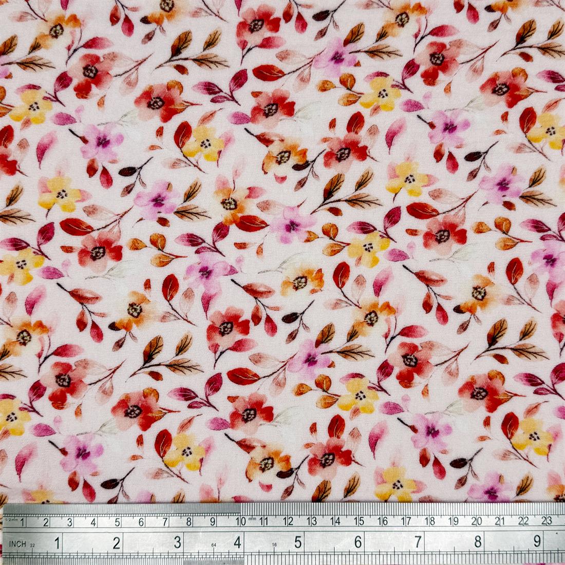 White & Pink Nimes 100% Cotton Double Gauze Fabric