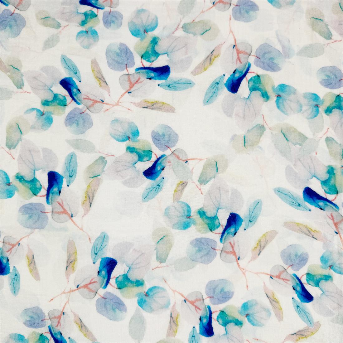 White & Blue Versailles 100% Cotton Double Gauze Fabric