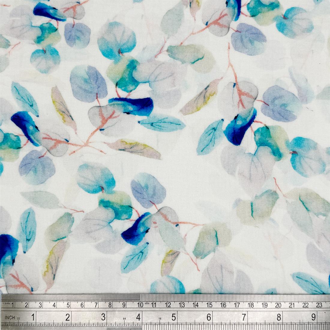 White & Blue Versailles 100% Cotton Double Gauze Fabric