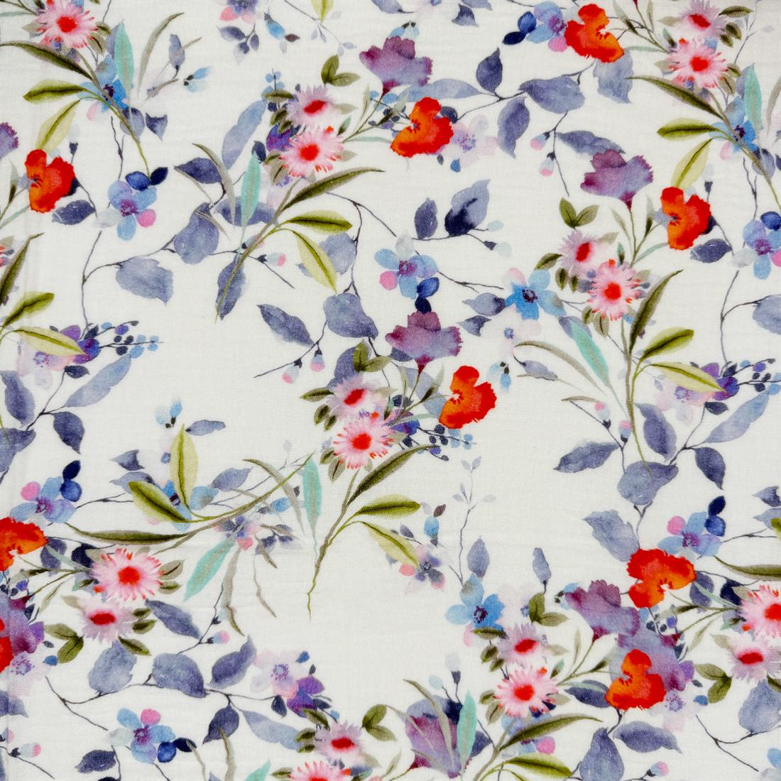 White & Purple Bourges 100% Cotton Double Gauze Fabric