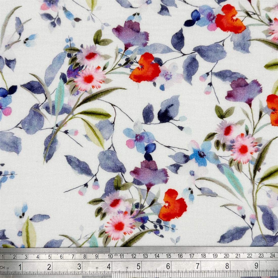 White & Purple Bourges 100% Cotton Double Gauze Fabric