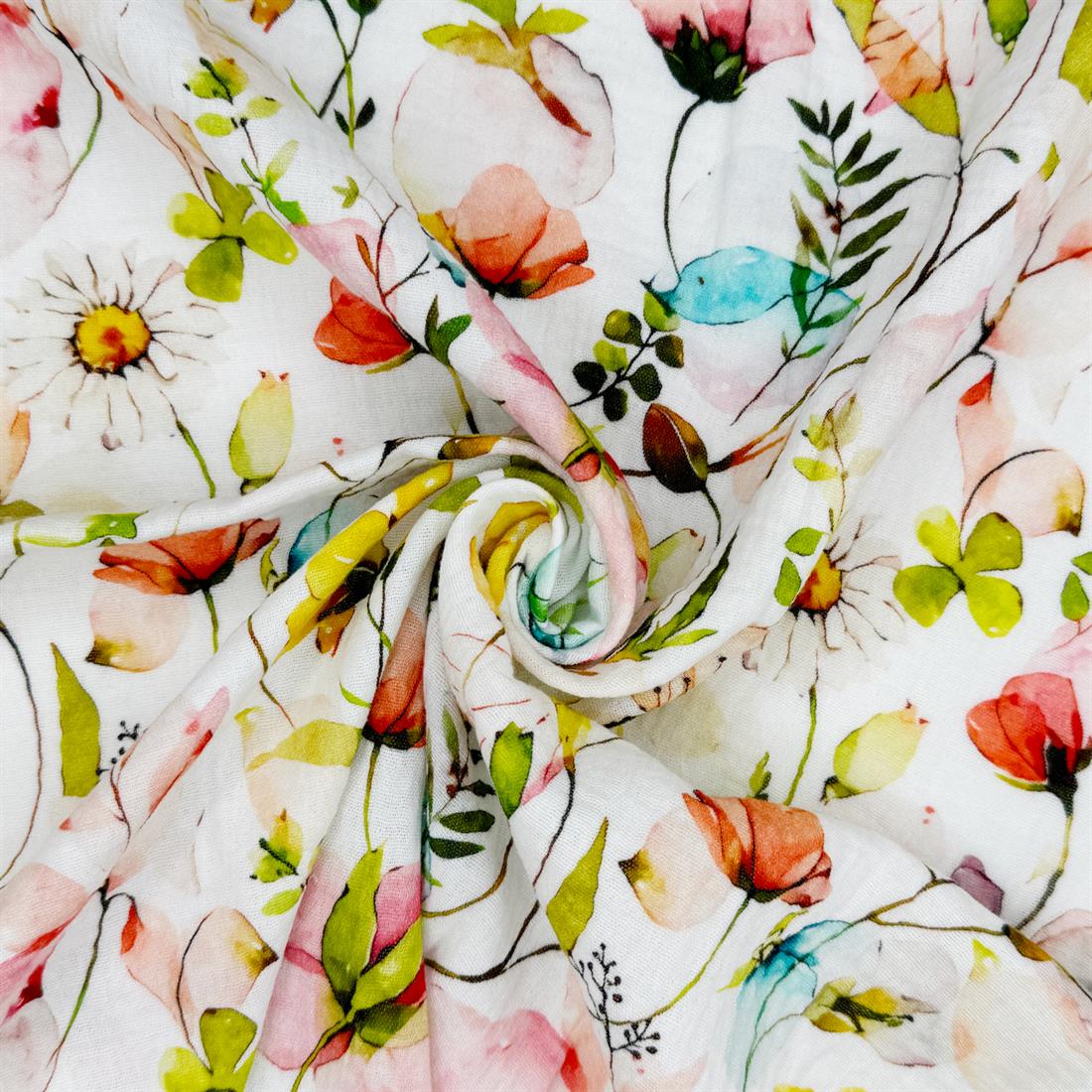 White Troyes 100% Cotton Double Gauze Fabric