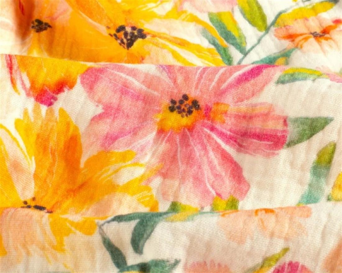 White Muslin Printed Gauze Fabric