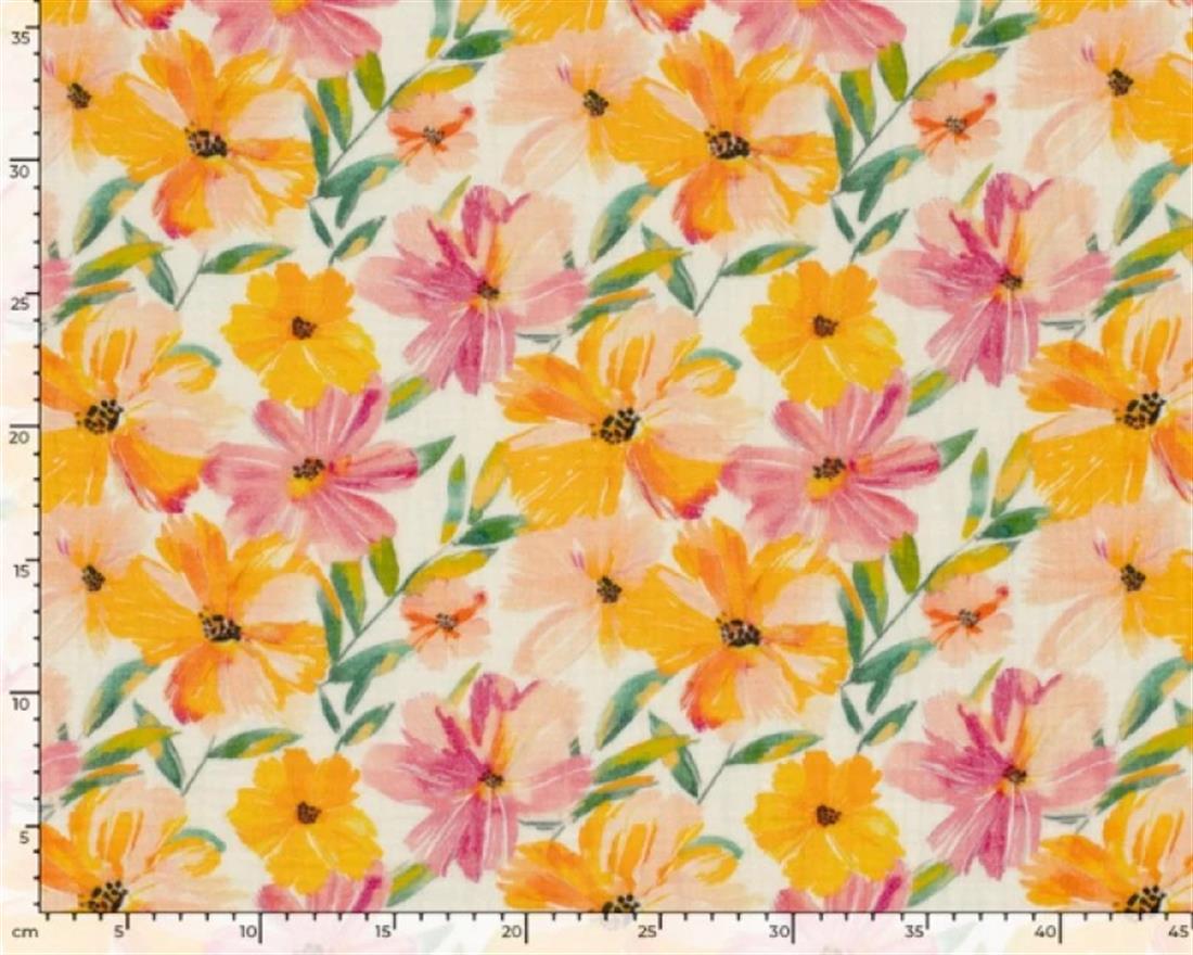 White Muslin Printed Gauze Fabric