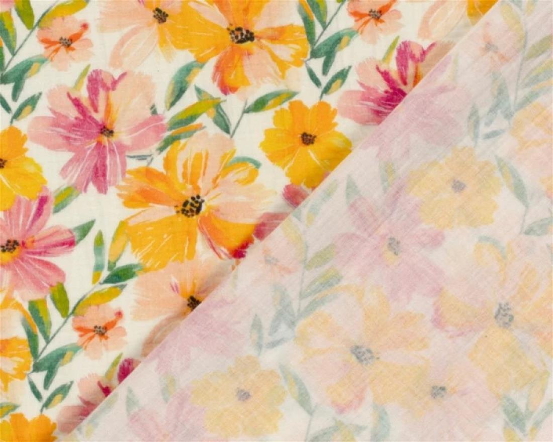 White Muslin Printed Gauze Fabric