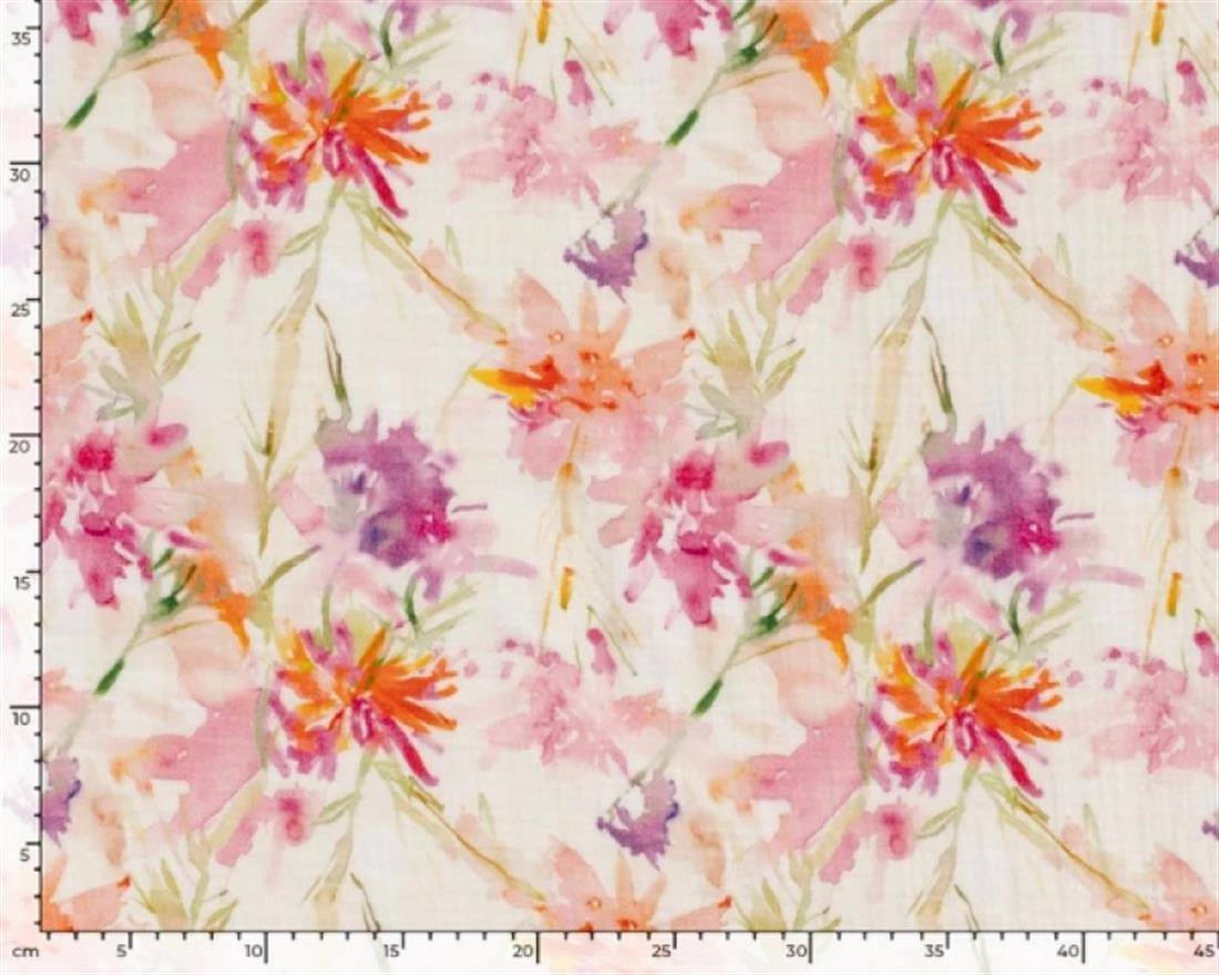 White Muslin Digi Gauze Floral