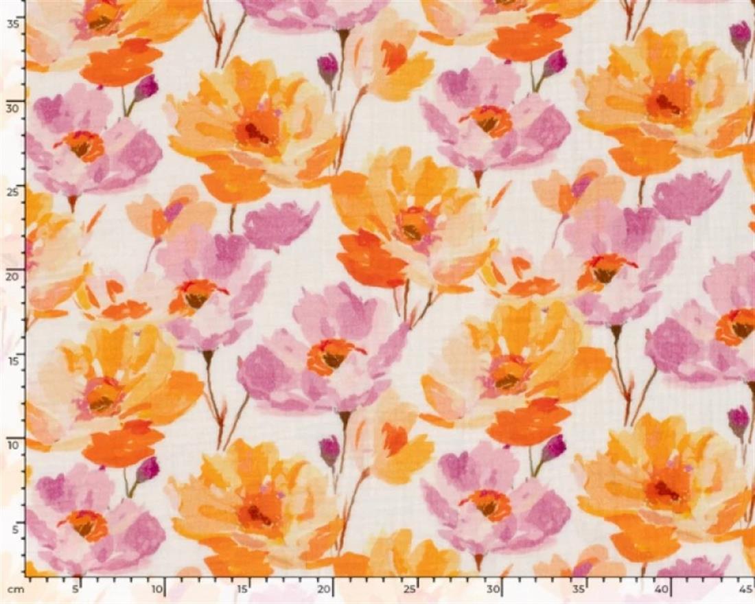 White Muslin Printed Gauze Fabric