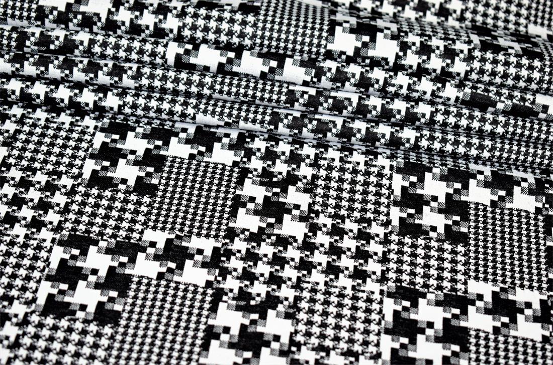 Black & White Heavy Poly Jacquard Fabric, Dog-tooth Print Design