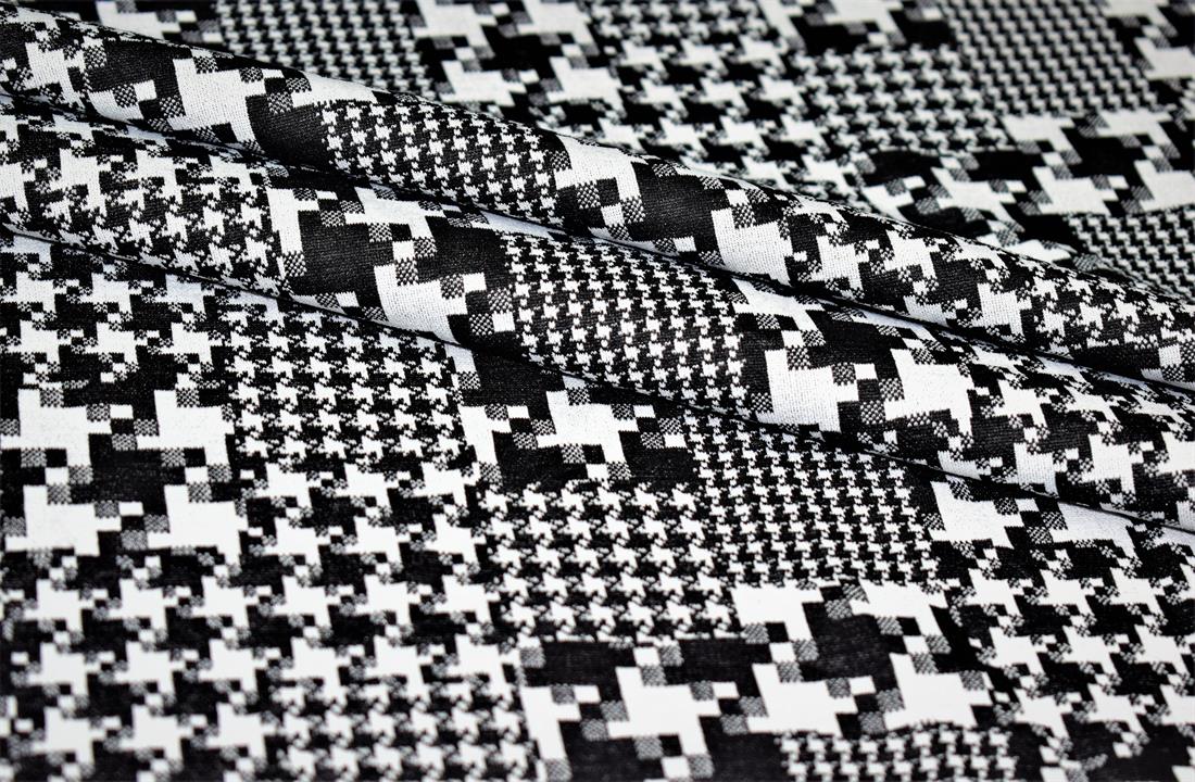 Black & White Heavy Poly Jacquard Fabric, Dog-tooth Print Design